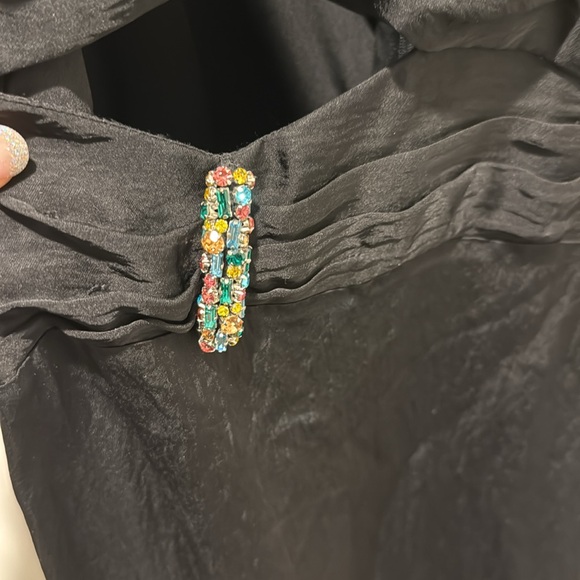 NWT SANDRO Falbala Noir Embellished Midi Party Dress size 38 - Picture 4 of 8